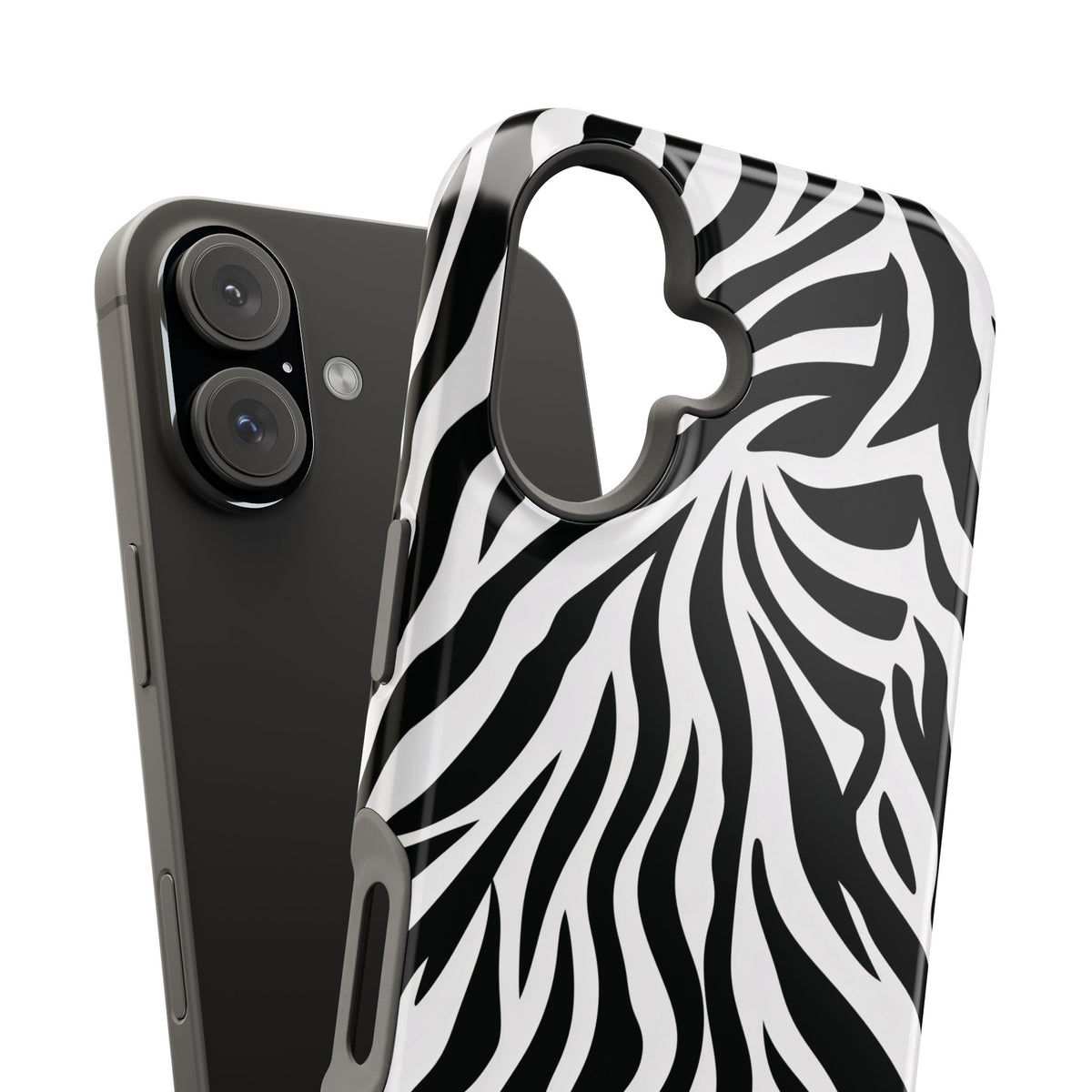 Zebra Stripe phone case, black and white animal print detail