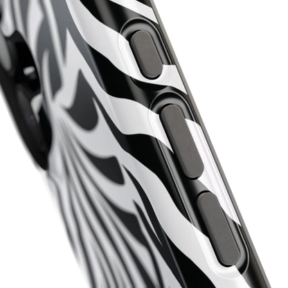 Bold black and white zebra print phone case, MagSafe compatible